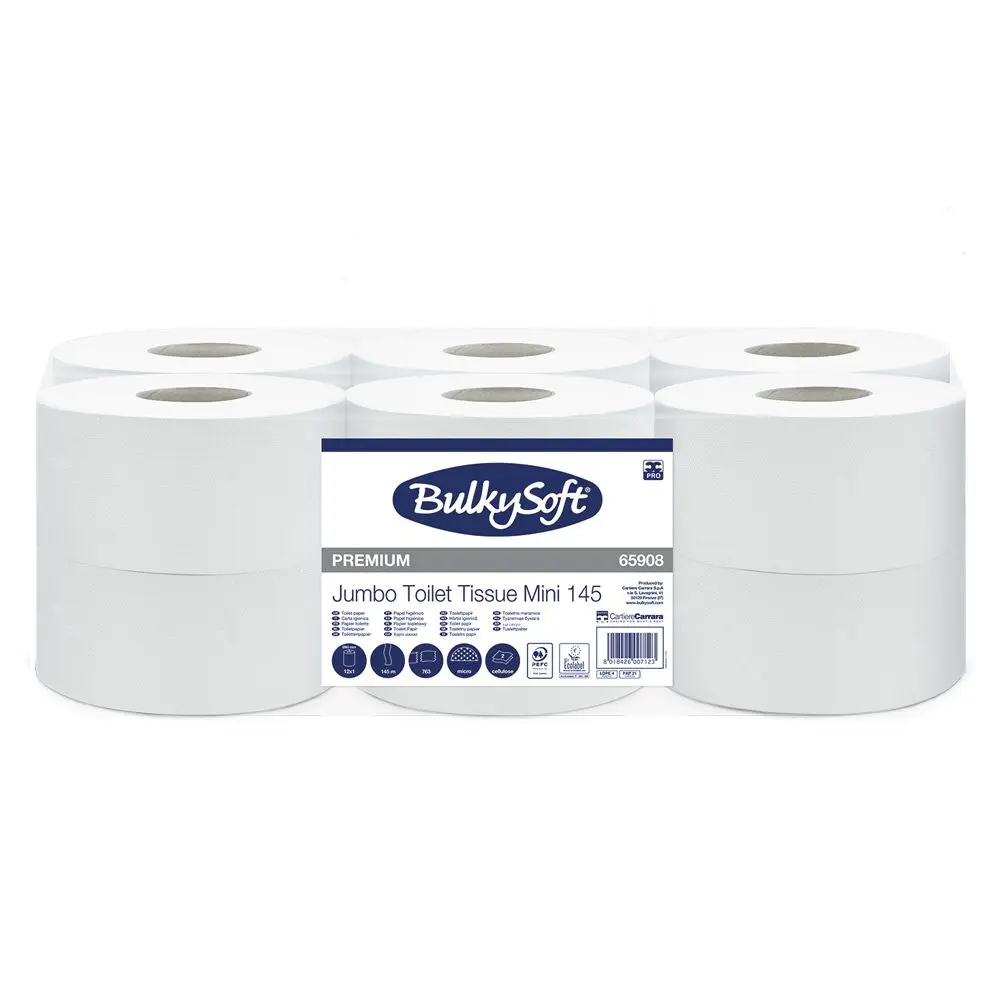 Toiletpapier / WC-papier Mini-Jumbo BulkySoft 65908 2 lagen 12 rollen