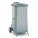 Tournus Mobile waste bin with stainless steel cladding pedal-operated lid, for 100 litre sacks