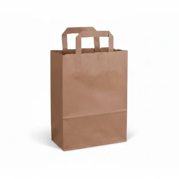 Sac bretelles papier Kraft recyclé, 70gr, 22 x 11 x 28 cm, poignée plate 250PCS