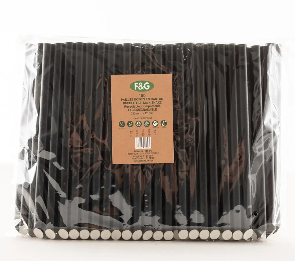 Cardboard Straw Bubble Tea / Milkshake 230×12 mm – Carton of 20×150pcs (3000 pcs)