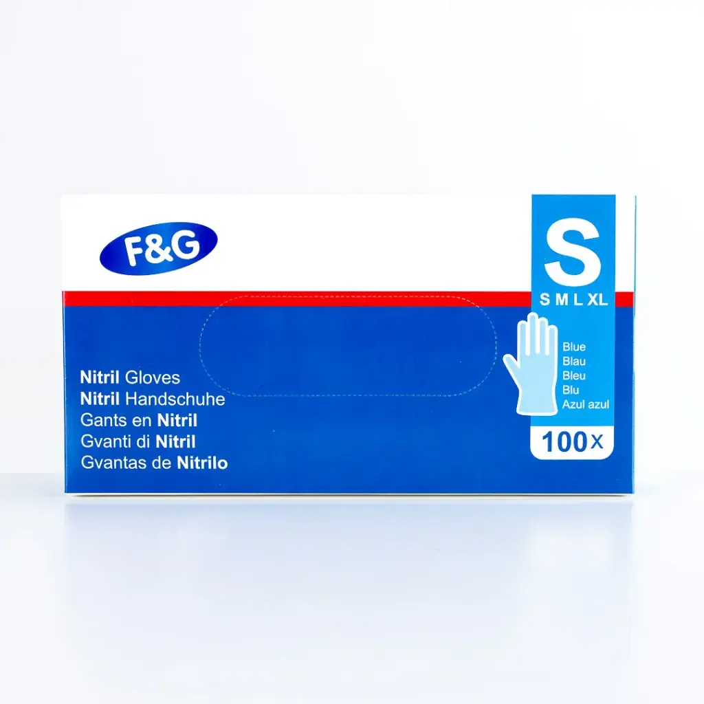 Disposable nitrile gloves blue S – powder-free, latex-free – F&G – 10 x 100 pcs