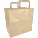 Papiertragetasche Kraft recycelt 70g, 26 x 17 x 26 cm, Flachgriff 250 Stk – Lebensmittelverpackung
