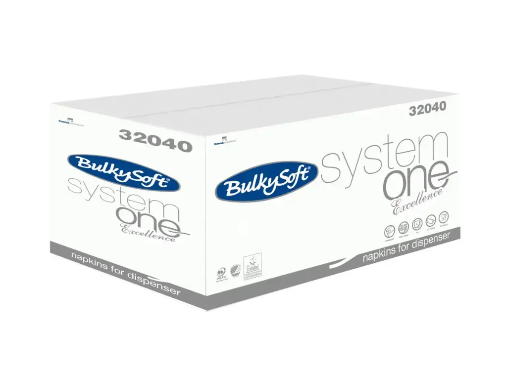 Serviettes blanches Bulkysoft System One Excellence 160x210 2 Plis 20x200PCS 