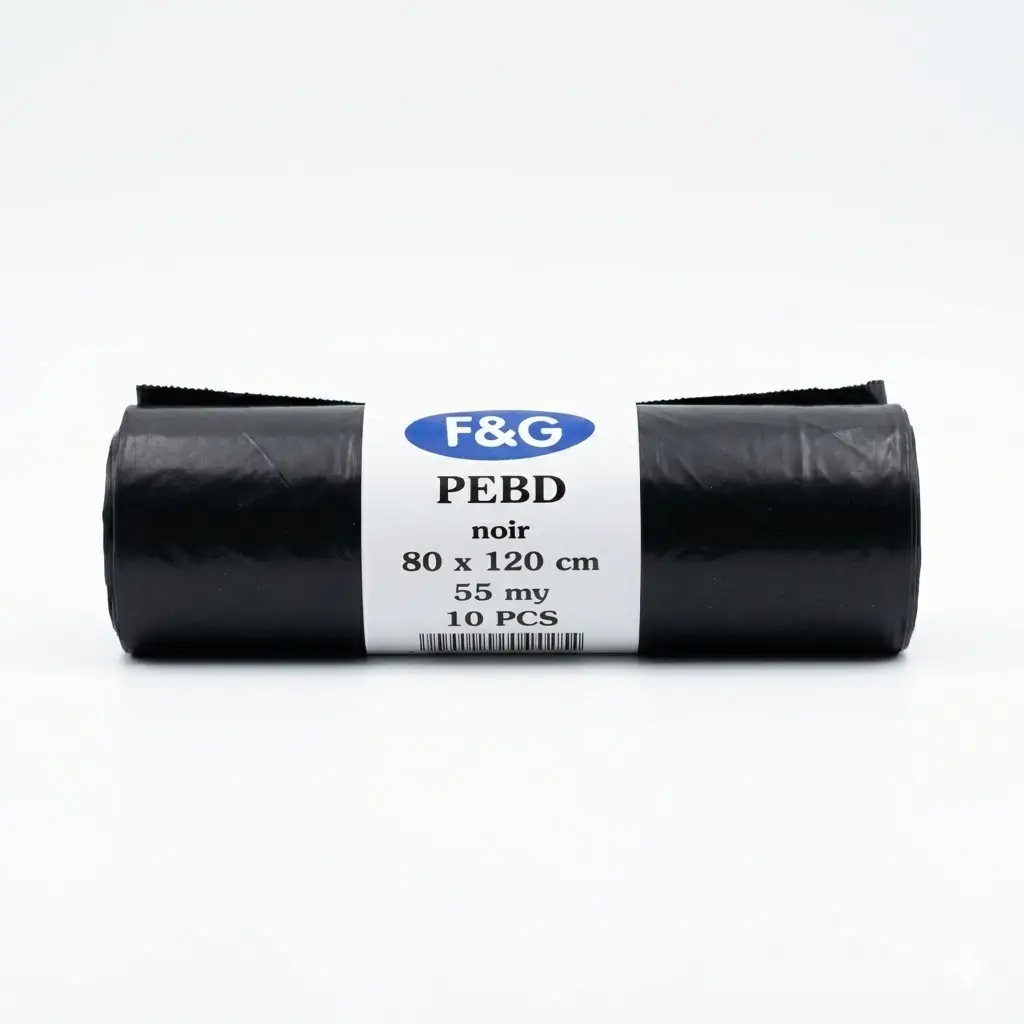 Sacs poubelle noirs 120L 80x120cm PEBD F&G - 55 Microns - 100PCS