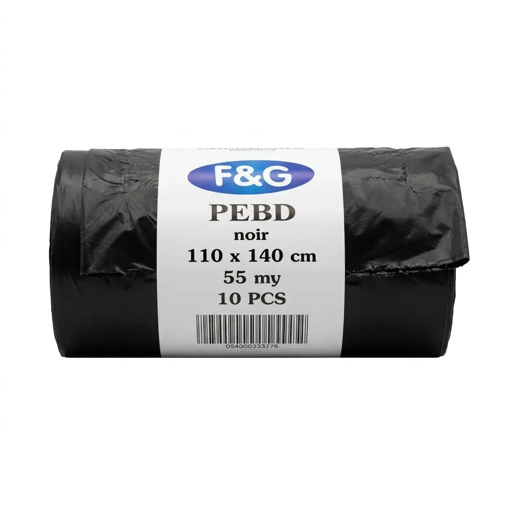 Sacs poubelle noirs 240L 110x140cm PEBD F&G - 55 Microns - 100PCS