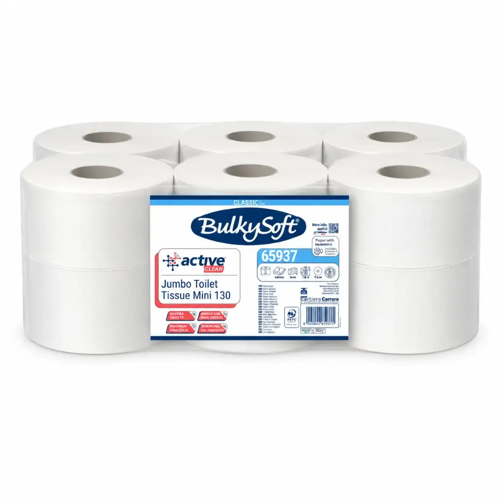 Papier toilette / WC Active-Clean Mini-Jumbo BulkySoft 65937 2 plis 12 rouleaux