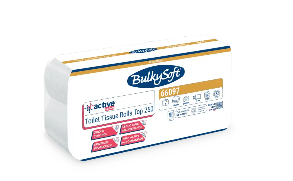 Papier Toilette BulkySoft Active Clean 3 Plis 250 Feuilles - 72 Rouleaux