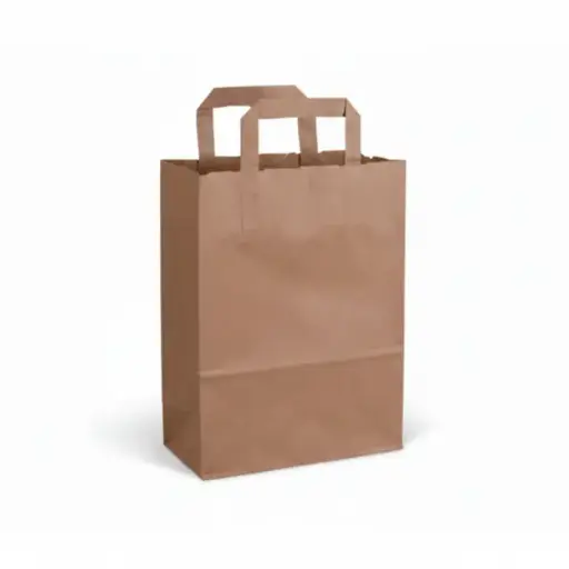 Sac bretelles papier Kraft recyclé, 70gr, 22 x 11 x 28 cm, poignée plate 250PCS