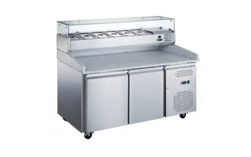 Table réfrigérée inox à pizza 2 portes