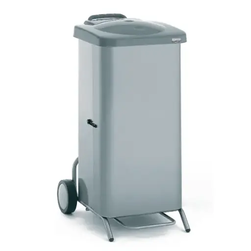 Tournus Porte-sac mobile avec habillage inox couvercle à pédale, pour sacs 70 litres