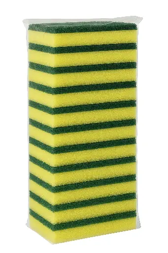 Groene en gele schuurspons 10PCS